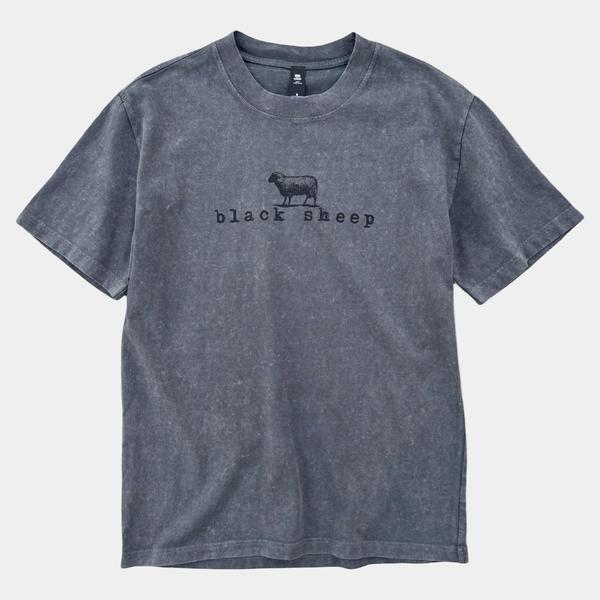 Black Sheep OG Logo Heavy Weight Tee Stone Wash Coal-Black Sheep Skate Shop