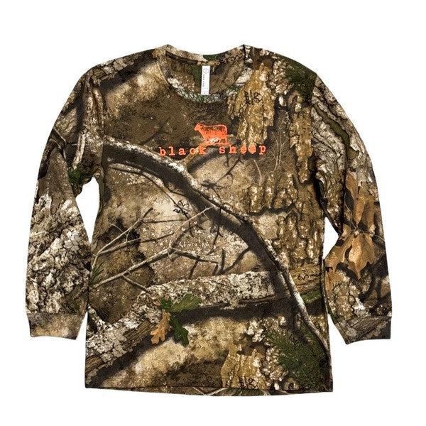 Black Sheep OG Logo Long Sleeve T-shirt Realtree Camo - Hunter Orange-Black Sheep Skate Shop