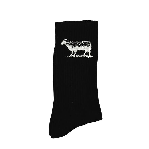 Black Sheep OG Logo Premium Crew Socks Black-Black Sheep Skate Shop