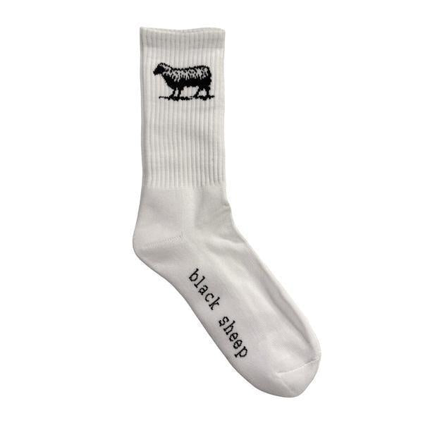 Black Sheep OG Logo Premium Crew Socks White-Black Sheep Skate Shop