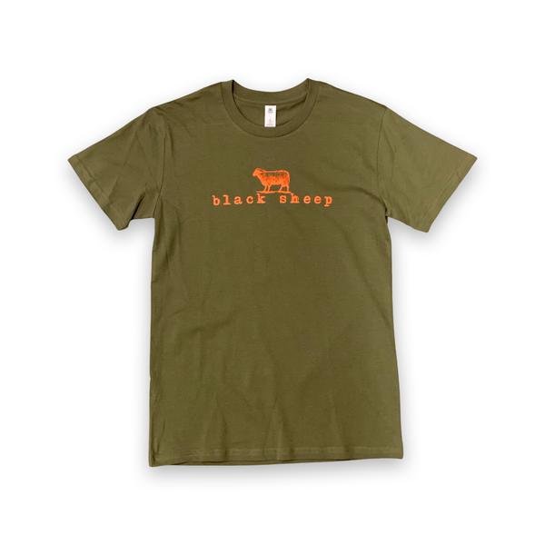 Black Sheep OG Logo Tee Dark Olive - Orange-Black Sheep Skate Shop