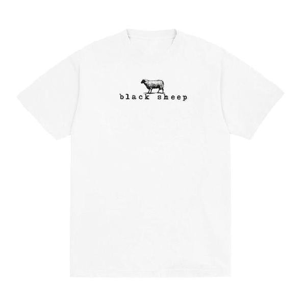 Black Sheep OG Logo Tee White - Black-Black Sheep Skate Shop