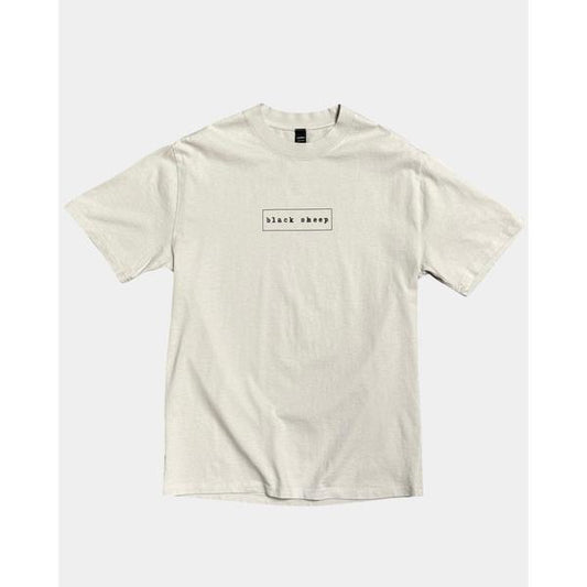 Black Sheep OG Outline Box Logo Heavy Weight Faded Tee Vintage Bone-Black Sheep Skate Shop