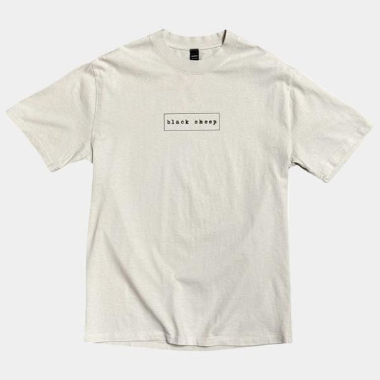 Black Sheep OG Outline Box Logo Tee Heavy Weight Faded Vintage Bone-Black Sheep Skate Shop
