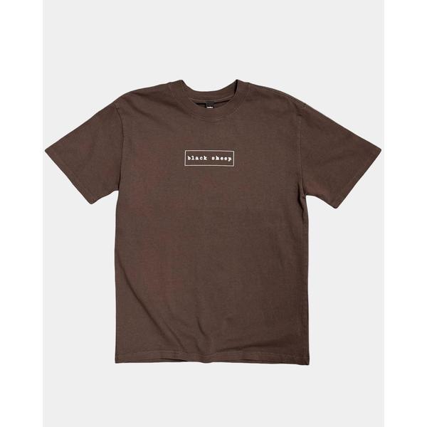 Black Sheep OG Outline Box Logo Tee Heavy Weight Faded Vintage Brown-Black Sheep Skate Shop