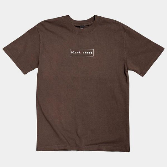Black Sheep OG Outline Box Logo Tee Heavy Weight Faded Vintage Brown-Black Sheep Skate Shop