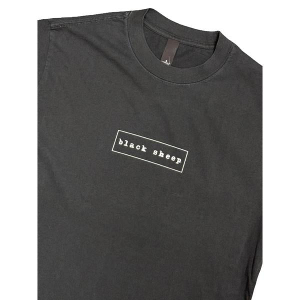 Black Sheep OG Outline Box Logo Tee Heavy Weight Faded Vintage Coal-Black Sheep Skate Shop