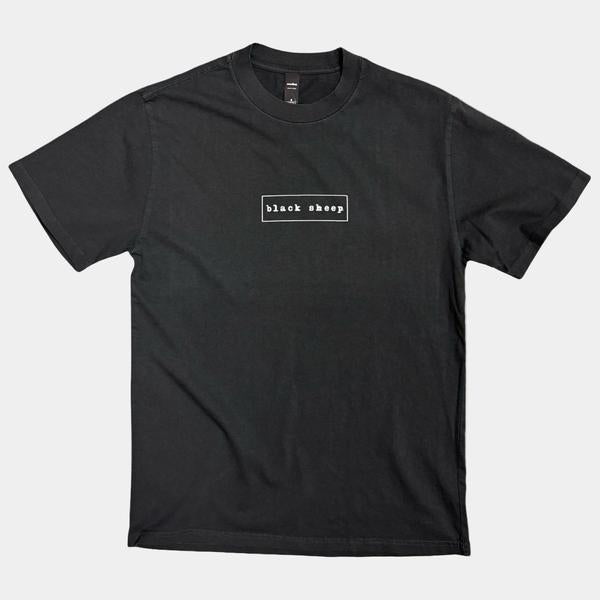 Black Sheep OG Outline Box Logo Tee Heavy Weight Faded Vintage Coal-Black Sheep Skate Shop