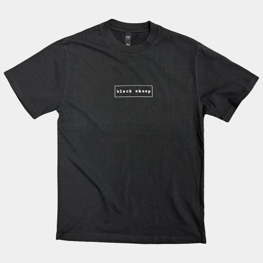 Black Sheep OG Outline Box Logo Tee Heavy Weight Faded Vintage Coal-Black Sheep Skate Shop