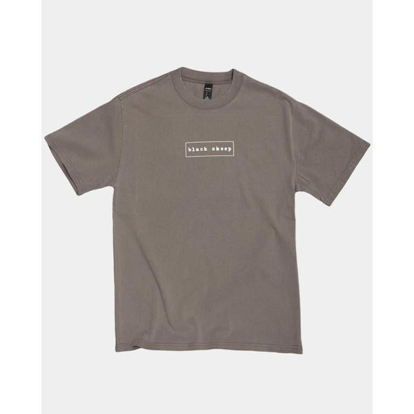 Black Sheep OG Outline Box Logo Tee Heavy Weight Faded Vintage Grey-Black Sheep Skate Shop