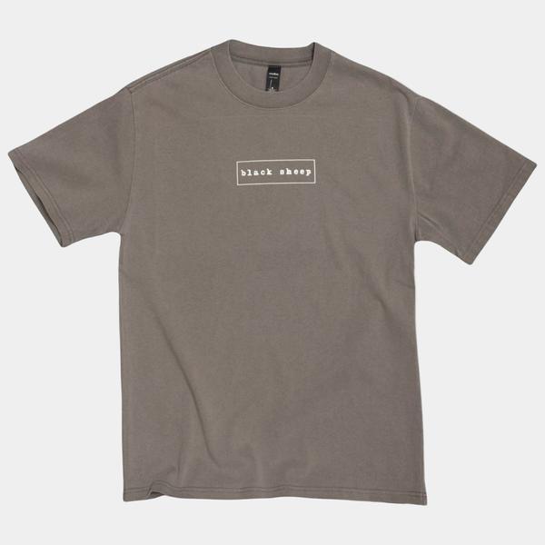 Black Sheep OG Outline Box Logo Tee Heavy Weight Faded Vintage Grey-Black Sheep Skate Shop