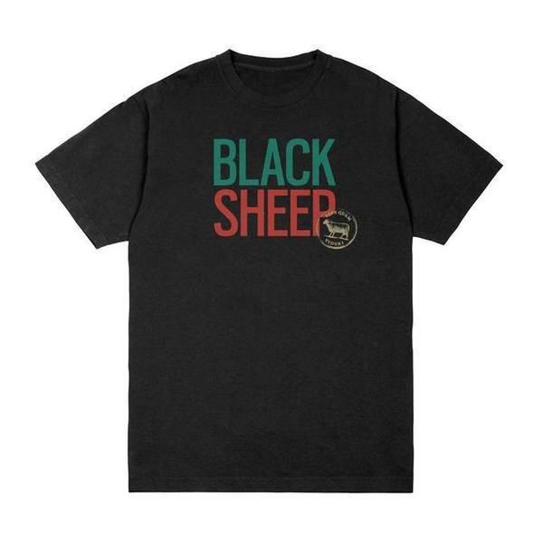 Black Sheep Stacked Logo Tee Black Green Red-Black Sheep Skate Shop