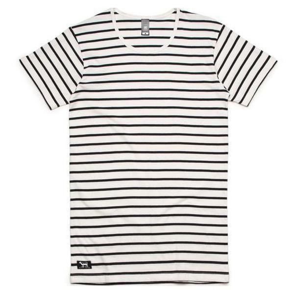 Black Sheep Wire Stripe Tee Natural - Black-Black Sheep Skate Shop