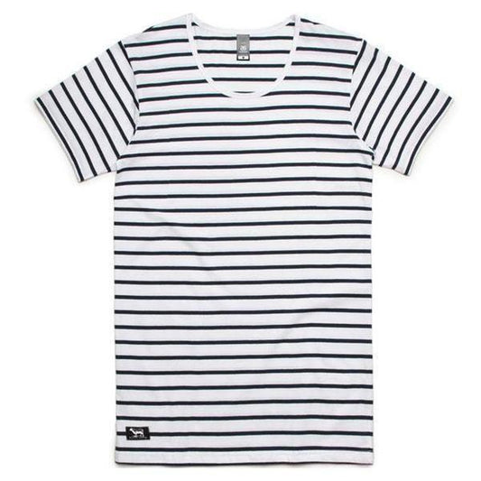 Black Sheep Wire Stripe Tee White - Navy-Black Sheep Skate Shop