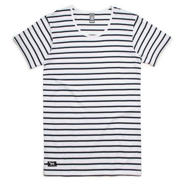 Black Sheep Wire Stripe Tee White - Navy-Black Sheep Skate Shop