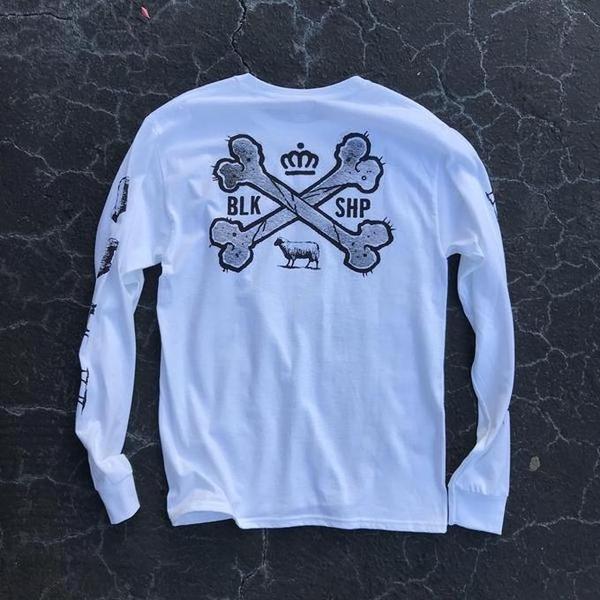 Black Sheep x Champion Bones Long Sleeve Tee White-Black Sheep Skate Shop