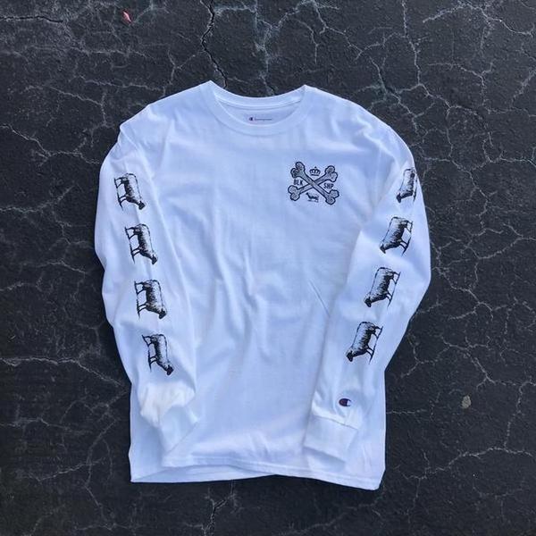 Black Sheep x Champion Bones Long Sleeve Tee White-Black Sheep Skate Shop