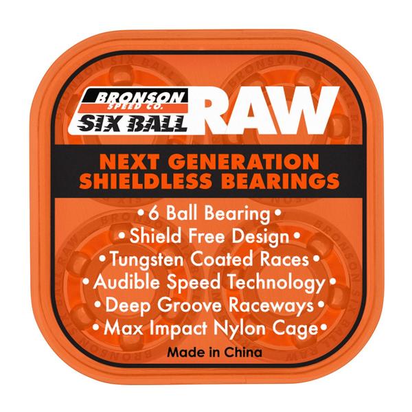 Bronson Speed Co. 6-Ball RAW Shieldless Bearings-Black Sheep Skate Shop