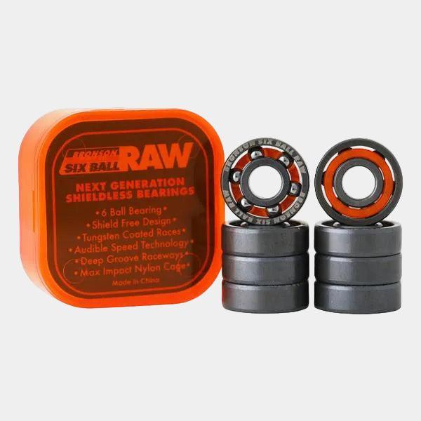 Bronson Speed Co. 6-Ball RAW Shieldless Bearings-Black Sheep Skate Shop