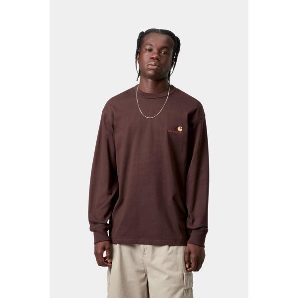 Carhartt WIP American Script Long Sleeve T-Shirt Palisander-Black Sheep Skate Shop