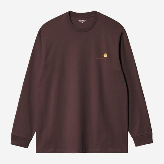 Carhartt WIP American Script Long Sleeve T-Shirt Palisander-Black Sheep Skate Shop