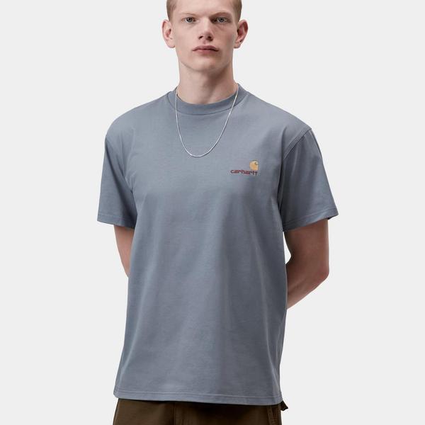 Carhartt WIP American Script T-Shirt Shady Blue-Black Sheep Skate Shop