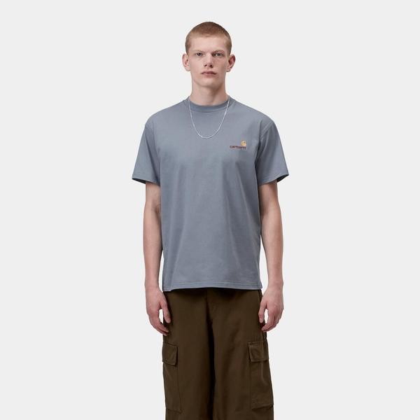 Carhartt WIP American Script T-Shirt Shady Blue-Black Sheep Skate Shop