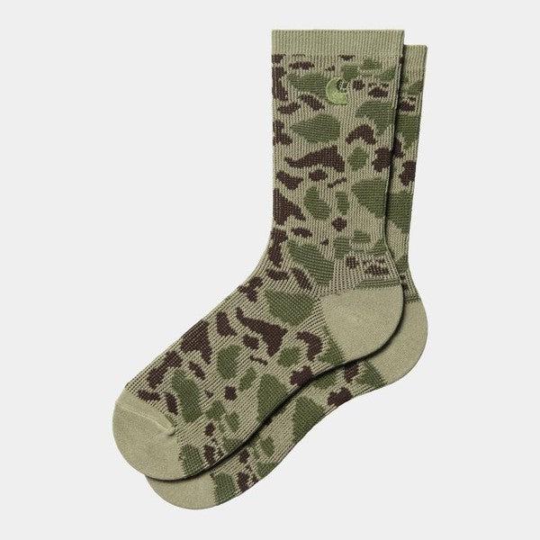 Carhartt WIP Camo Crew Socks Green Camo Duck Jacquard-Black Sheep Skate Shop