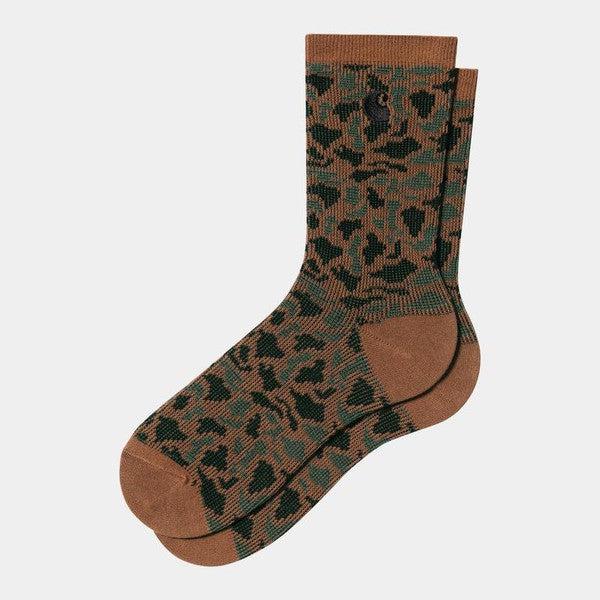 Carhartt WIP Camo Crew Socks Tamarind Camo Leopard Jacquard-Black Sheep Skate Shop