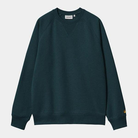 Carhartt WIP Chase Crewneck Sweatshirt Duck Blue - Gold-Black Sheep Skate Shop