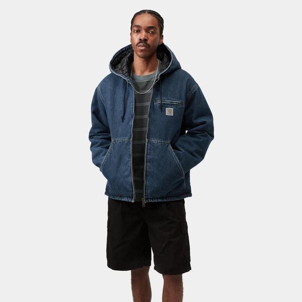Carhartt デニムジャケット　ダークブルー　黒 Carhartt WIP Cleveland Denim Jacket Blue Stone Washed – Black