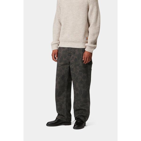Carhartt WIP Duck Single Knee Pant Green - Porphyry Camo Duck Garment Dyed-Black Sheep Skate Shop