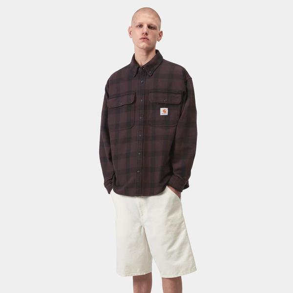 Carhartt WIP Edmands Check Shirt Natural - Palisander-Black Sheep Skate Shop