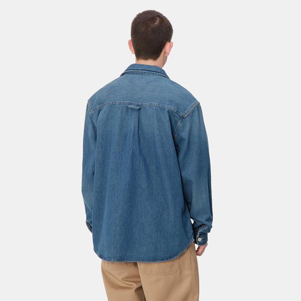 Carhartt WIP Harvey Shirt Jacket Blue Dark Used Wash-Black Sheep Skate Shop