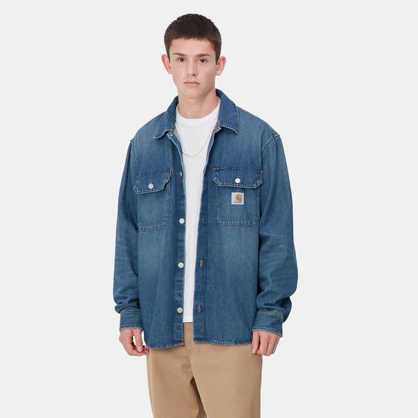 Carhartt WIP Harvey Shirt Jacket Blue Dark Used Wash-Black Sheep Skate Shop