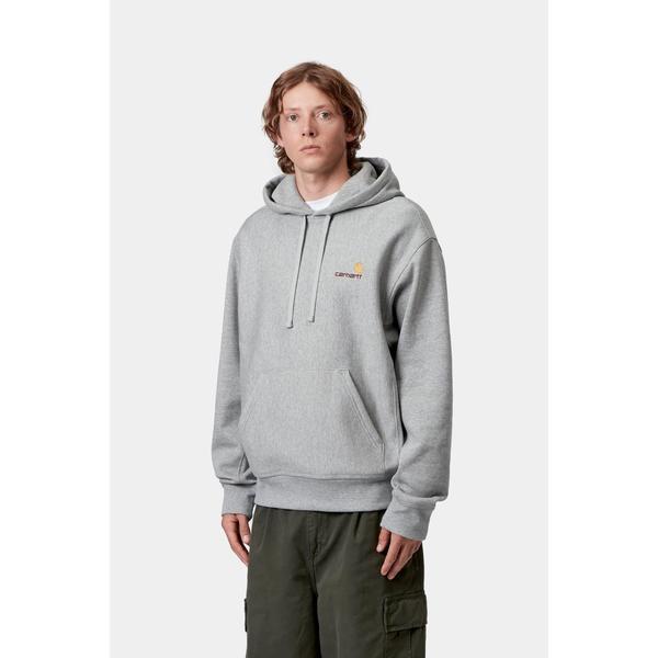 Carhartt WIP Hooded American Script Sweatshirt Grey Heather-Black Sheep Skate Shop