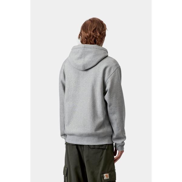 Carhartt WIP Hooded American Script Sweatshirt Grey Heather-Black Sheep Skate Shop