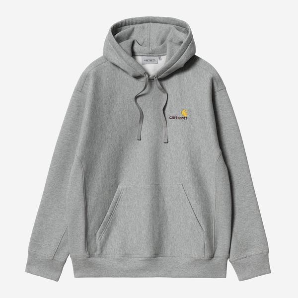 Carhartt WIP Hooded American Script Sweatshirt Grey Heather-Black Sheep Skate Shop