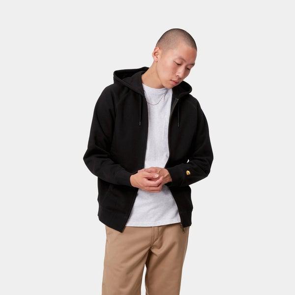 Carhartt WIP Hooded Chase Fleece Jacket Black - Gold-Black Sheep Skate Shop