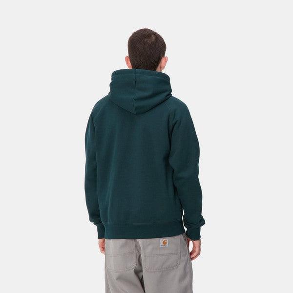 Carhartt WIP Hooded Chase Sweatshirt Duck Blue - Gold-Black Sheep Skate Shop