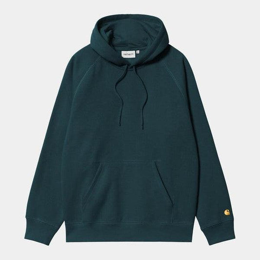 Carhartt WIP Hooded Chase Sweatshirt Duck Blue - Gold-Black Sheep Skate Shop