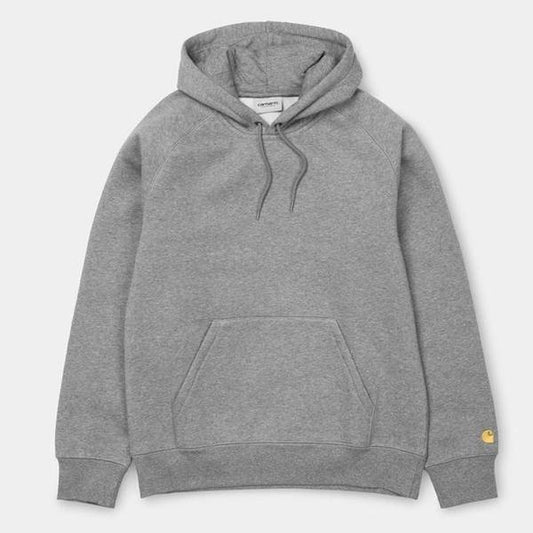 Carhartt WIP Hooded Chase Sweatshirt Grey Heather - Gold-Black Sheep Skate Shop