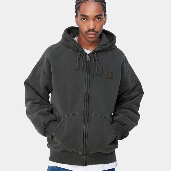 Carhartt WIP Hooded Vista Sweat Jacket Black Garment Dyed-Black Sheep Skate Shop