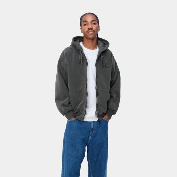 Carhartt WIP Hooded Vista Sweat Jacket Black Garment Dyed-Black Sheep Skate Shop