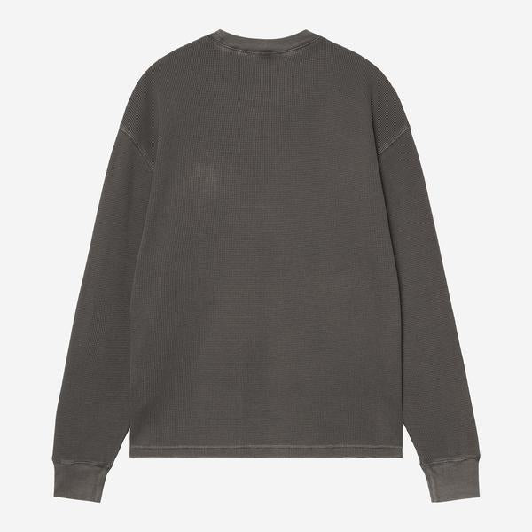 Carhartt WIP Long Sleeve Vista Waffle T-Shirt Black Garment Dyed-Black Sheep Skate Shop