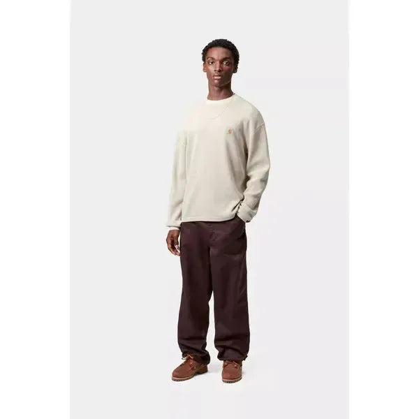 Carhartt WIP Long Sleeve Vista Waffle T-Shirt Fleur De Sel Garment Dyed-Black Sheep Skate Shop