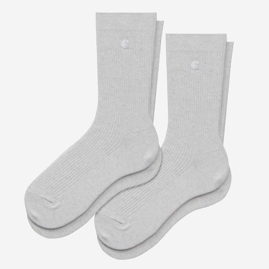 Carhartt WIP Madison Crew Socks 2 Pack Ash Heather - White-Black Sheep Skate Shop
