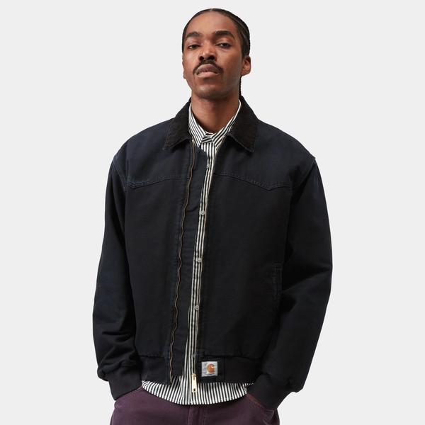 Carhartt WIP OG Santa Fe Jacket Black - Black Grind Wash-Black Sheep Skate Shop