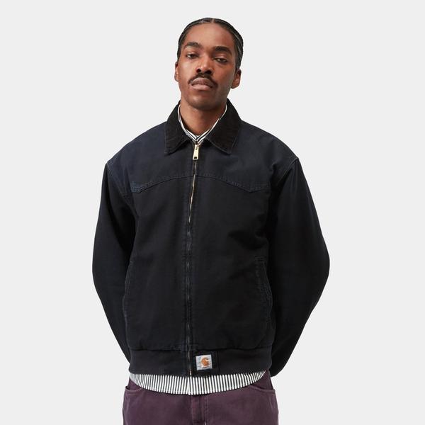 Carhartt WIP OG Santa Fe Jacket Black - Black Grind Wash-Black Sheep Skate Shop