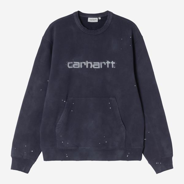 Carhartt WIP Painter Crewneck Sweatshirt Destroy Wash Splatter Dark Navy-Black Sheep Skate Shop